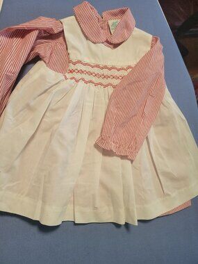 Vintage 80's Red Pinstripe Dress with Pinafore Size 2
